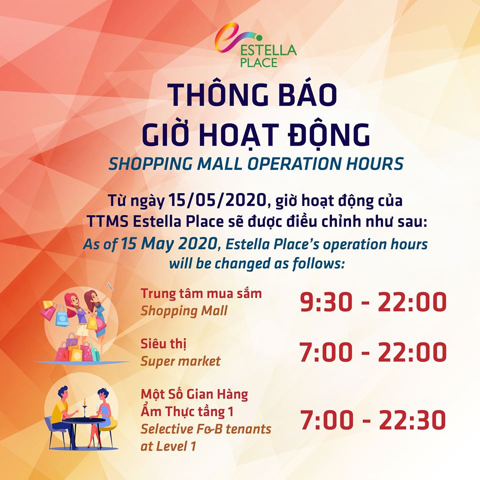 ESTELLA PLACE IS BACK TO REGULAR OPERATION HOURS FROM 𝟗:𝟑𝟎 – 𝟐𝟐:𝟎𝟎