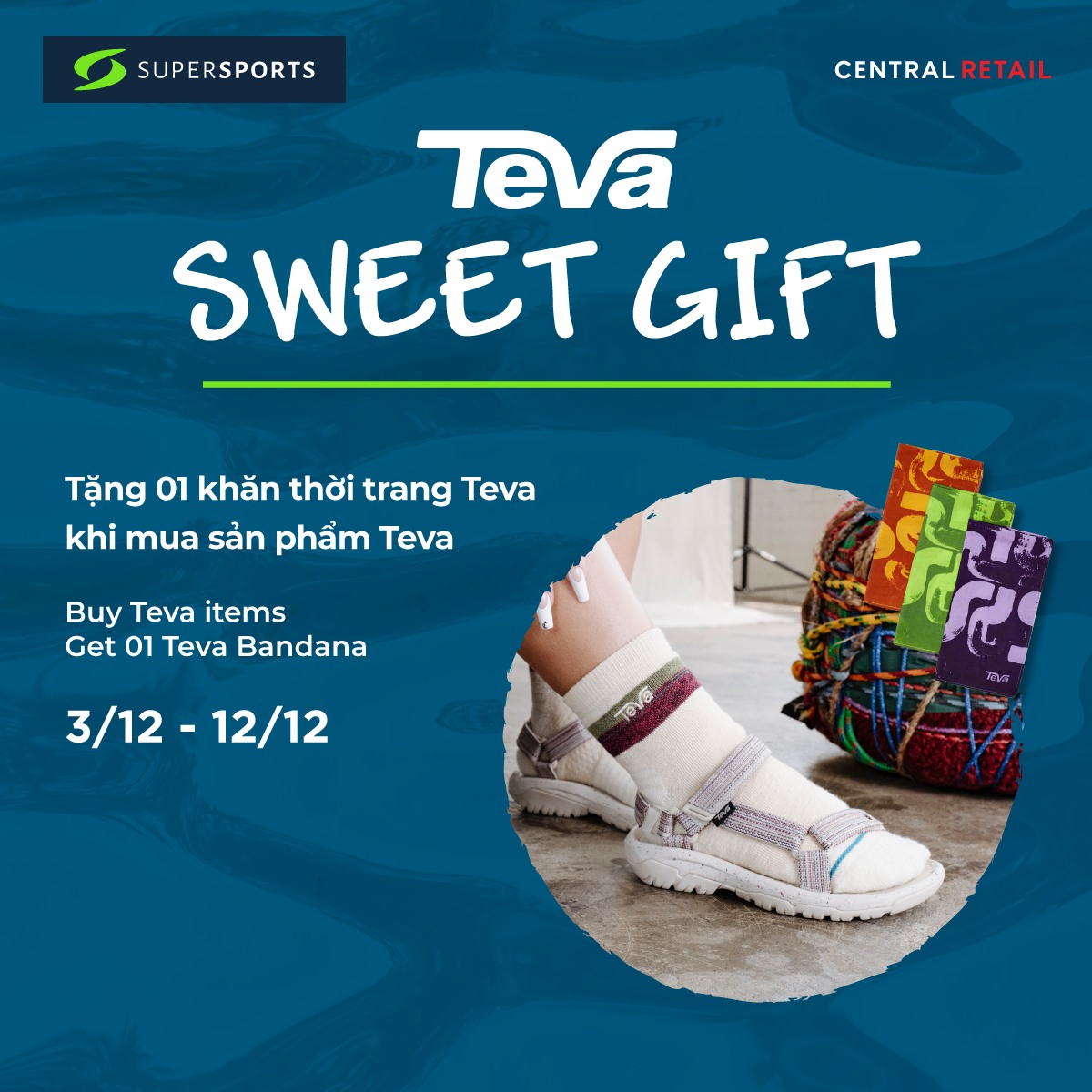 ⭐ SẮM TEVA TẶNG KHĂN BANDANA THỜI TRANG - PHONG CÁCH TẠI SUPERSPORTS