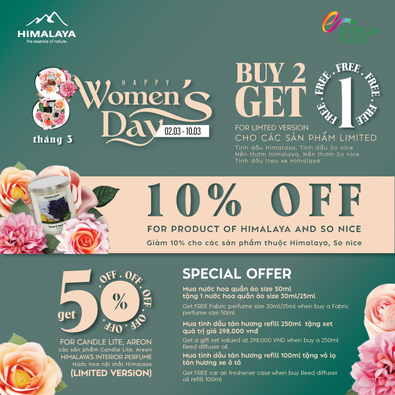 🌸🌺🌹 CELEBRATE INTERNATIONAL WOMEN'S DAY March 8, SUPER SALE 50% - BUY 1 GET 1 FREE 🎁