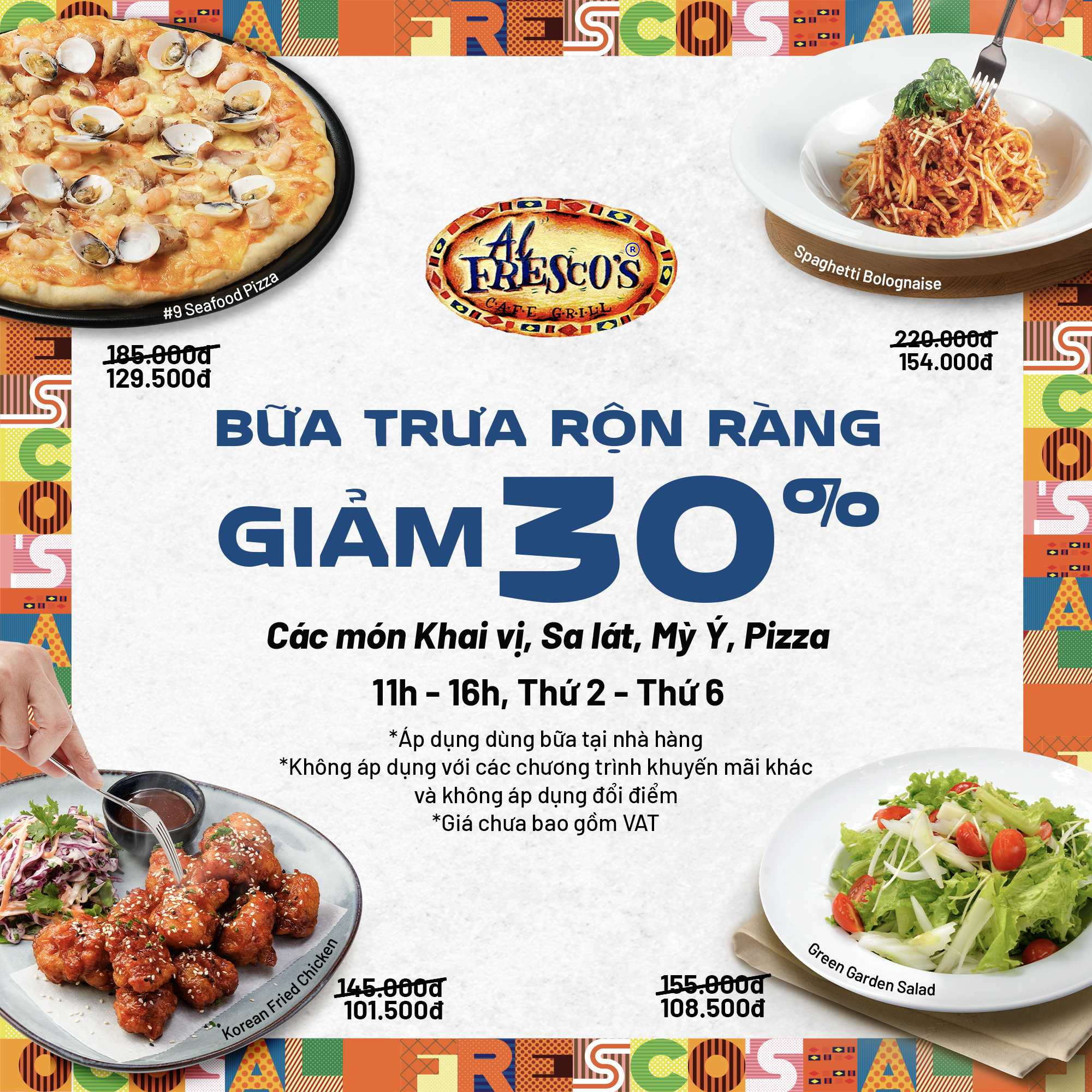 ALFRESCO'S - 30% OFF LUNCH