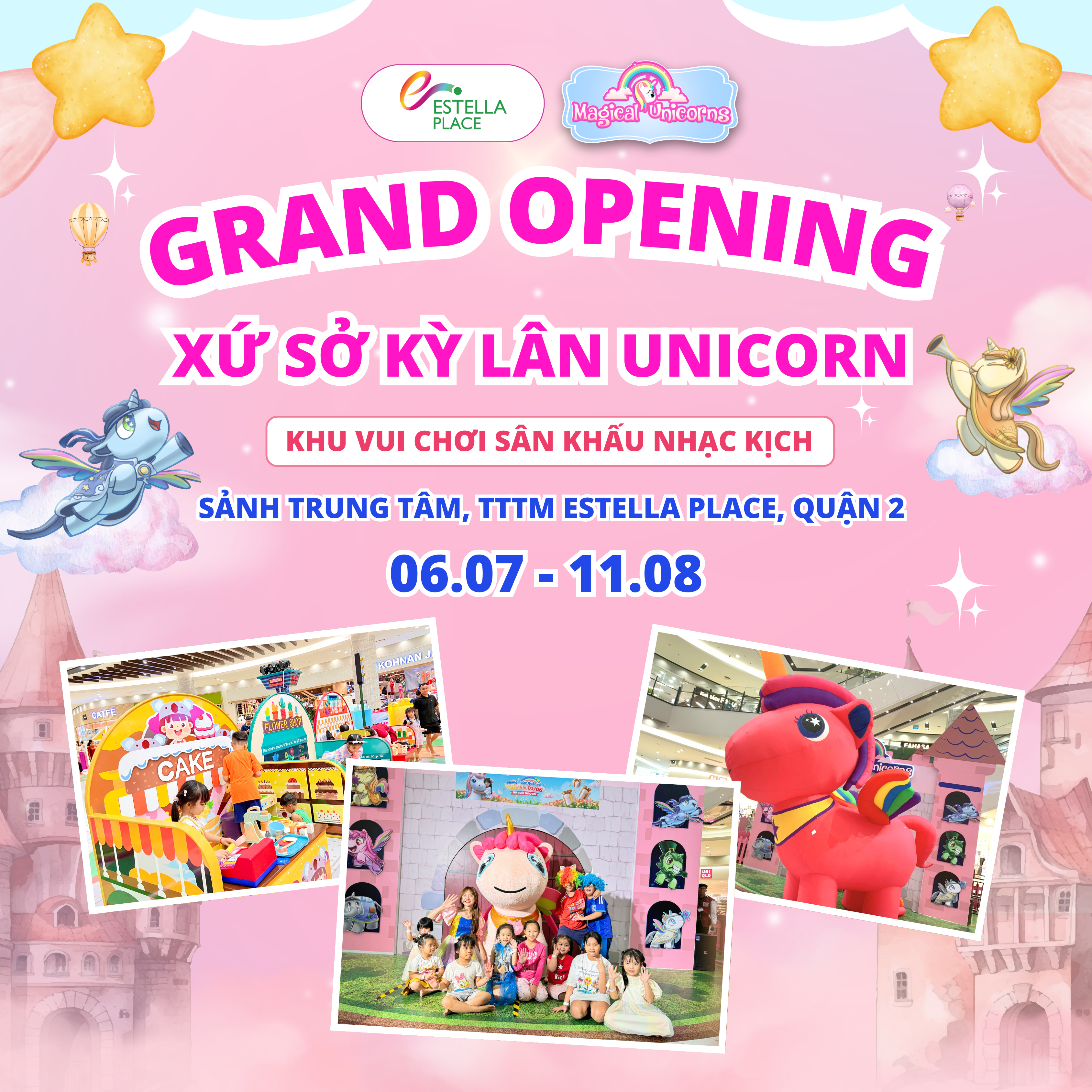 🎉🦄 THÁNG 7 NÀY CÙNG TTTM ESTELLA PLACE ĐÓN CHÀO KHU VUI CHƠI MỚI TOANH XỨ SỞ KỲ LÂN UNICORN - NƠI THĂNG HOA NIỀM VUI VÀ SÁNG TẠO CHO CÁC BÉ! 🎉🦄