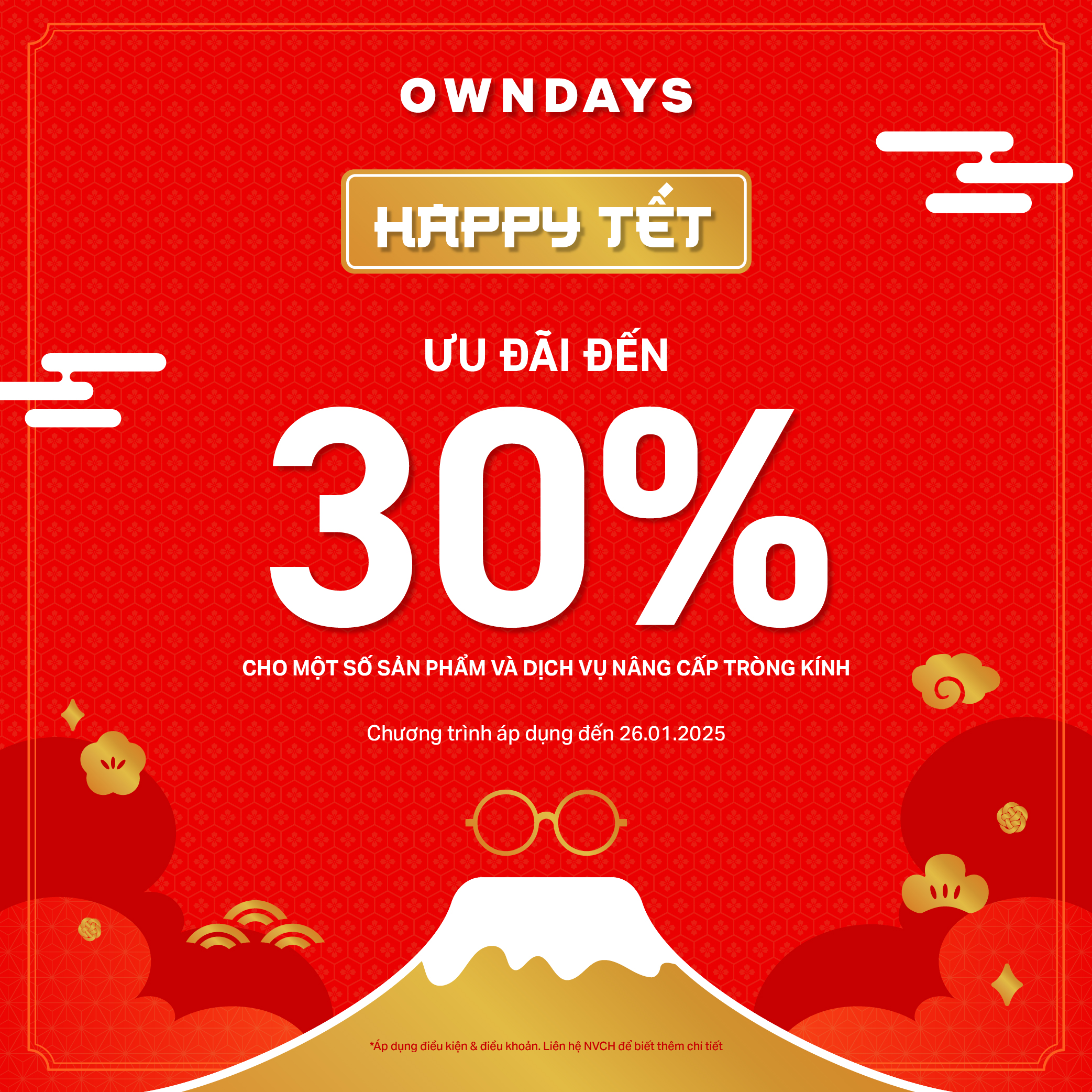 🌸 OWNDAYS JAPANESE GLASSES - HAPPY TET - GET "LUCK" AT THE BEGINNING OF THE YEAR WITH DISCOUNTS UP TO 30% 🌸