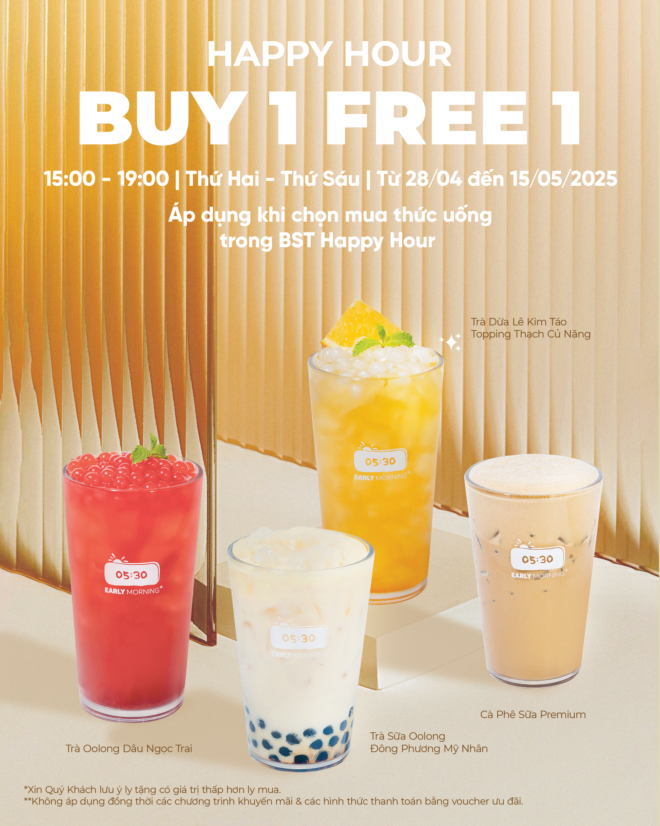 HAPPY HOUR — BUY 1 GET 1 FREE